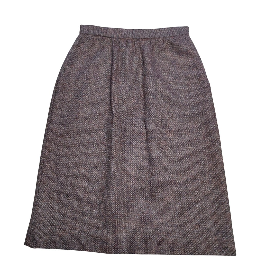 Vtg Oscar de la Renta Rayna Gray Wool Tweed A-Line Knee Length Skirt Sz 7/8